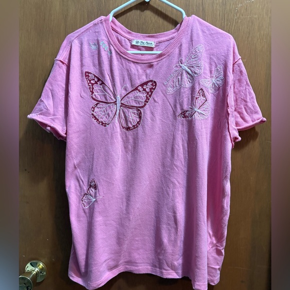 Free People We The Free Horsin' Around Tee in Pink Combo Butterfly - Picture 2 of 4